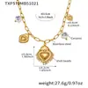 Colar de Coração de Aço Inoxidável Pedra Natural Banhado a Ouro 18K Ins Europeu e Americano Multi-Pingente Moda Versátil Conjunto de Joias