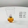 Copa de vino de dos liang de tallo marrón con relieve de alto valor, retro, exquisita, con cuentas, de tallo alto, para jugo de frutas, bebida, copa de un trago para licores