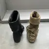 Botines de piel de oveja estilo coreano de nicho para mujer que aumentan la altura, de punta abierta, punta redonda, tobilleros, botas cortas 2026, botas de cowboy con tacón de bloque