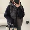 Chamarra de plumón Patchwork con Manga Tejida para Mujer 2026 Invierno Nuevo Dulce y Cálida Casual con Capucha para Figuras Petite