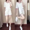 676# conjunto casual feminino plus size verão estilo coreano solto moda menina cheinha manga curta shorts conjunto de duas peças