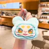 Llavero creativo de peluche con cabeza de animal para niñas, lindo muñeco de conejito de dibujos animados, colgante para bolso de pareja, pequeño regalo