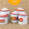 Caneca de Esmalte Clássica Nostálgica Lata de Chá de Ferro com Tampa Grande para Escritório Hotel Estilo Antigo Flor Dupla Felicidade Casamento Caneca