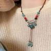 Novo Estilo Chinês Cerâmica Artesanal Tecida Colar Feminino Retrô Étnico Corrente para Suéter Joia Corrente para Suéter Outono e Inverno Moda Nacional Corrente para Clavícula