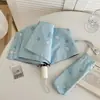 Guarda-chuva Totalmente Automático Blue Star Cola Preta Proteção Solar Raios UV Uso Duplo para Dias de Sol e Chuva Guarda-sol Dupla Pessoa Reforçado à Prova de Vento
