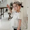 Camiseta de Manga Corta con Lunares para Niña Estilo Nuevo Verano Versión Coreana Malla Encaje Media Manga -710368