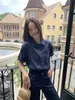 Camisa de Cânhamo com Gola Reversível Estilo Coreano, Novo Estilo de Verão, Versátil, Casual, Solta, Rejuvenescedora, Artística, Elegante, Blusa de Manga Curta 2026