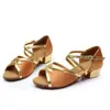 Sapatos de Dança Latina Infantil, Sapatos de Dança de Cetim de Salto Baixo, Sapatos de Dança Confortáveis de Sola Macia para Meninas, Cha-Cha, Rumba, Samba, Sapatos Brilhantes
