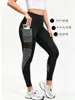 Calça de yoga esportiva feminina com inserções de rede, sexy, moderna, respirável, levanta bumbum, produto popular de cross-border, modeladora, com bolsos