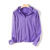 Cardigã Feminino Anti-UV de Malha com Zíper e Capuz de Manga Longa Roupa Jaqueta de Proteção Solar E433703 Estilo Curto