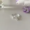 Anillo texturizado de plata de ley S925 para mujer, diseño abierto ajustable, estilo de nicho de alta gama, anillo versátil de lujo ligero para el dedo índice, nuevo