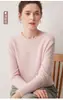 Suéter para Mujer 100% Cachemira Pura Otoño/Invierno Nuevo Cuello Redondo Borde Enrollado Manga Larga Jersey Suéter Base de Punto de Moda