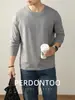 Camiseta de Manga Larga para Hombre de Modal Seda de Hielo Sensación de Nube Algodón Color Liso Delgado Primavera/Otoño Top Simple de Lujo Ligero 2026