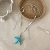 Colar Longo em Camadas Estrela-do-Mar Dopamina de Verão para Mulheres, Nova Corrente de Clavícula Estilo Férias na Beira-Mar, Acessório de Design Exclusivo