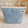 Bolsa de almacenamiento cosmético de algodón teñido a rayas de 0,5 cm Bolsa de almacenamiento diaria para viajes Bolsa de almacenamiento para labiales Bolsa rayada