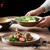 Cuencos y Platos de Cerámica Japonesa Creativos Retro de Gres Cuencos para Comer Platos Hechos a Mano Platos para Pescado Domésticos Platos para Bistec
