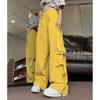 Estilo americano ambiente retro casual secado rápido overol de paracaidista pantalones amarillos de tiro bajo pantalones de paracaídas de verano para niños hombres