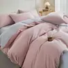 Conjunto de quatro peças em algodão escovado, conjunto de cama bicolor liso, lençol de cima, capa de edredom, lençol com elástico, entrega direta do fabricante para dormitórios estudantis
