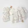 Mono de algodón acolchado para bebé de 40 g, mameluco sin costuras de otoño e invierno, traje de gateo de algodón fino engrosado de apertura frontal para niños