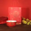 Caja de Regalo de Agradecimiento para Cumpleaños de Personas Mayores Celebración Centenaria Estilo Chino Set Antiguo Q^ Cuenco de Cerámica para la Longevidad Se Puede Personalizar para Banquetes de Cumpleaños Regalos de Agradecimiento