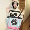 Sudadera de longitud media Sudadera Sudadera de manga larga Ropa exterior estampada para mujer Estilo perezoso fresco con forro polar engrosado