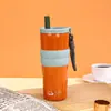 Taza Isotérmica de Alta Calidad Transfronteriza, Taza con Popote de Doble Uso de Acero Inoxidable 316, Taza de Café Portátil para Coche para Estudiantes Hombres y Mujeres