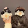 Diadema de Malla Estilo Coreano Goma para el Cabello para Mujer con Floral Elegante, Cuerda para el Cabello Elástica, Anillo Intestino de Organza, Accesorio para Cola de Caballo