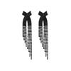 Pendientes largos con borlas y diamantes de imitación negros de lujo, de suministro transfronterizo europeo y americano, elegantes y a la moda, para mujer