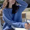 Suéter de punto de cuello redondo nuevo estilo coreano para otoño e invierno, suéter de punto liso retro holgado estilo perezoso para mujer, suéter suave y pegajoso para todo tipo de ocasiones para mujer