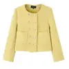 Chaqueta de Tweed de Doble Botonadura para Mujer, Versátil Estilo Francés Primavera y Otoño 2026, Top Corto Elegante de Tweed con Cuello Redondo