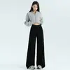 Artículo de venta caliente: Nueva colección Otoño 2026, jeans casuales de pierna ancha para mujer, acabado lavado, tiro alto, adelgazantes, pierna recta, pantalones de largo hasta el suelo