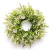Corona de Margaritas Simuladas de Primavera y Verano de Amazon Corona de Crisantemos Blancos Frescos y Hojas de Helecho Corona de Decoración para Ventana de Casa Transfronteriza