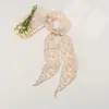 Bufanda de seda estrecha y larga estilo coreano con arrugas de hada para mujer, bufanda de cuello nueva de primavera y otoño de lino de imitación, cinta versátil, pañuelo pequeño de gasa