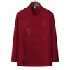 Conjunto de Roupa Tang de Manga Longa para Homens de Meia-Idade e Idosos, Camisa Hanfu Estilo Chinês para Pai e Avô, Adequado para Primavera e Outono