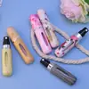 Botella de Relleno Directo para Perfume de 5 ml con Fondo de Grano de Madera, Botella de Spray de Muestra Portátil para Viaje Rellenable