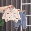 Ropa para niños otoño 2023 nueva estilo extranjero ropa para niños primavera y otoño caricatura camisa de manga larga conjunto de dos piezas de una generación de cabello