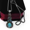 Conjunto de 193 pendientes y collar con colgante geométrico de turquesa con incrustaciones de cristal azul, estilo europeo y americano.