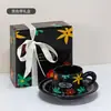 Juego de Taza de Café y Platillo de Cerámica Estilo Francés, Alta Estética Girasol Taza de Leche para el Té de la Tarde Caja de Regalo, Regalo Souvenir
