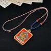 Pingente Thangka de Xizang com Oito Santos Padroeiros, Colar Pingente Thangka, Colar Thangka Oito Tesouros de Cobre Puro, Pingente Caixa Ga'U