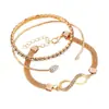 Pulsera Europea y Americana de Nicho Figura de Ocho Infinita Moda Versátil para el Trabajo Cadena Plana de Serpiente Pulsera de Aleación con Símbolo de Infinito Tachonado de Diamantes