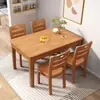 Juego de Mesa Rectangular para Comedor y Sillas de Madera Maciza para Uso Doméstico, Adecuado para Apartamentos Pequeños, Mesa para 6 Personas, Diseño Moderno y Sencillo 1.3m