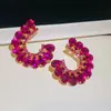 Pendientes Geométricos Europeos y Americanos Super Brillantes con Incrustaciones de Diamante en Forma de Gota de Agua y C, Pendientes de Lujo Ligero de Alta Gama Transfronterizos, Pendientes Exquisitos para Mujeres