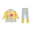 Conjunto de Ropa de Otoño para Niñas 2026 Moda Primavera-Otoño Estilo Coreano Casual Conjunto de Dos Piezas para Niñas: Sudadera y Leggings