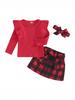 Amazon Ropa Infantil Niñas Estilo Coreano Estilo Universitario Otoño Británico Raya de Hoyo Falda a Cuadros con Volantes Manga Larga Traje Infantil