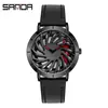 Reloj Sanda para Hombre con Rueda Giratoria Hueca, Correa de Acero Sólido, Resistente al Agua, Reloj de Cuarzo Más Vendido