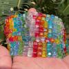 Venta Caliente Transfronteriza Color Arcoíris Cuadrado Cristal de Imitación Vidrio Cuentas Sueltas Accesorios para Joyería DIY Materiales