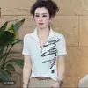 Camiseta de Verano Nuevo Estilo para Mujer, Manga Corta, de Moda, Elegante, con Letras Estampadas, Media Cremallera, Top Adelgazante para Mujer