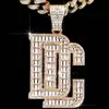 Venda Quente Transfronteiriça Pingente de Letra com Strass Hip-Hop Tendência Personalizado Liga de Metal Corrente Cubana Moda Criativa Colar de Diamante