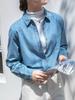 Camisa de mezclilla azul francés para mujer 2024 Nueva camisa de principios de otoño Chaqueta holgada de manga larga Top elegante