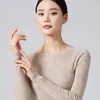 Suéter Base Sin Costuras para Mujer, Lavable a Máquina, Hilo de 60, Cuello Redondo, Tejido 100% Lana, Corte Ajustado, Nuevo Estilo Otoño e Invierno